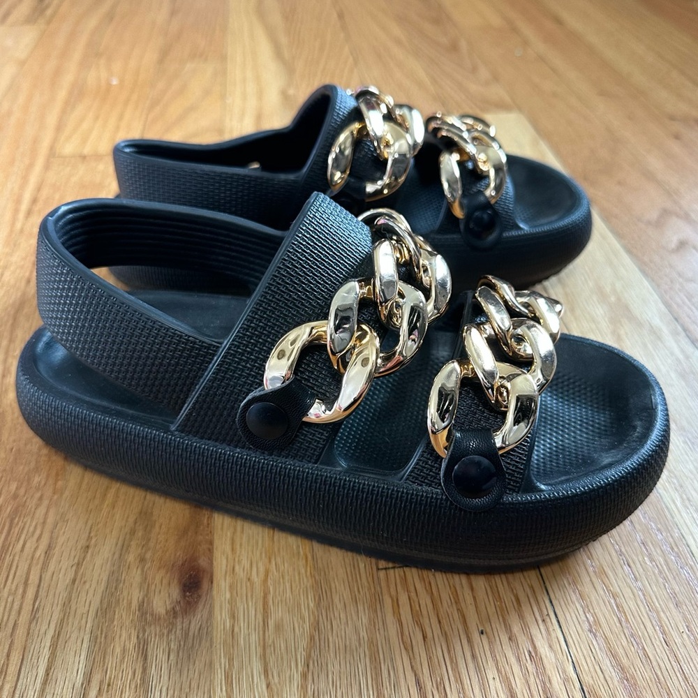 Kenneth Cole New York Women's Mello Eva Sling Chain Sandals size 6
